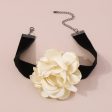 White Polyster & Silver-Plated Rose Choker Necklace Online now