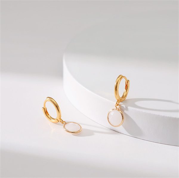 White Crystal & 18K Gold-Plated Round Huggie Earrings Fashion