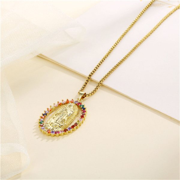 Red Cubic Zirconia & 18K Gold-Plated Mary Pendant Necklace Online