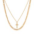 18K Gold-Plated Cross Pendant Necklace Set Online Sale