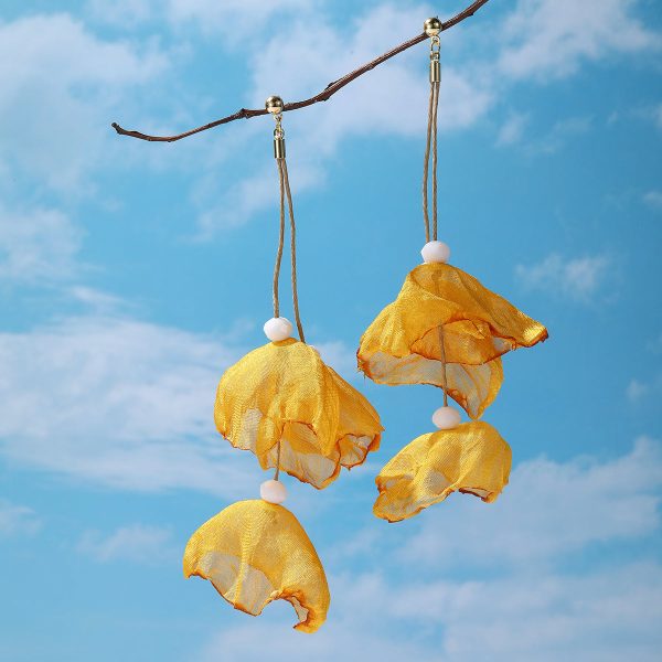 Yellow Polyster & 18K Gold-Plated Three-Petal Drop Earrings on Sale