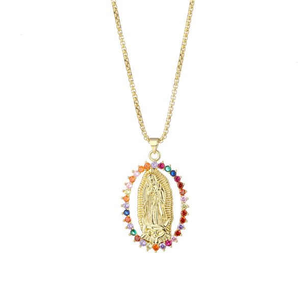 Red Cubic Zirconia & 18K Gold-Plated Mary Pendant Necklace Online