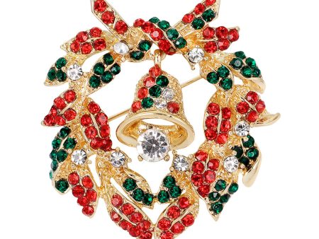 Cubic Zirconia & 18K Gold-Plated Bell Botany Wreath Brooch Hot on Sale