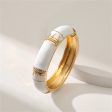 White Enamel & 18K Gold-Plated Geometric Bamboo Bangle Online Hot Sale