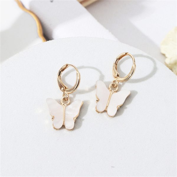 White Acrylic & 18K Gold-Plated Butterfly Drop Earrings Hot on Sale