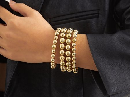 18K Gold-Plated Bead Layered Stretch Bracelet Fashion