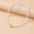 Yellow & White Howlite Smiley Face Beaded Necklace Cheap