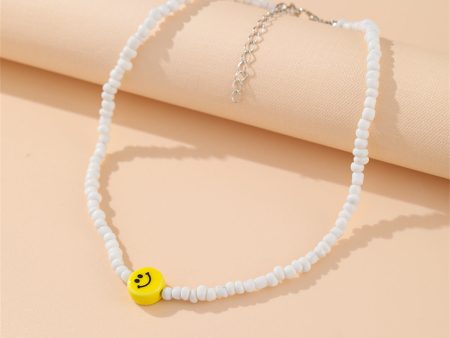 Yellow & White Howlite Smiley Face Beaded Necklace Cheap