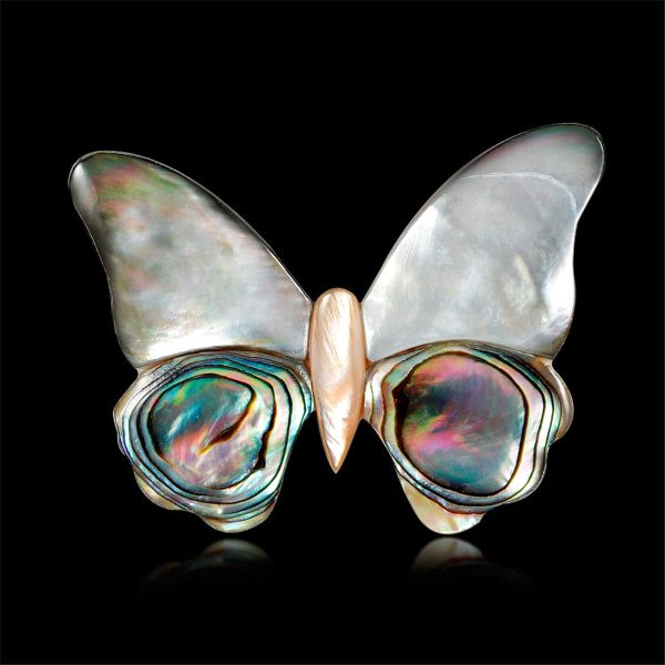 Abalone & Silver-Plated Butterfly Brooch Online