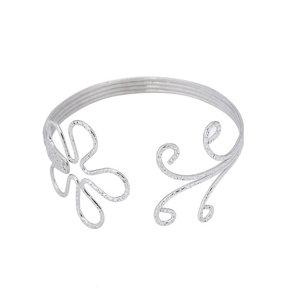 Silver-Plated Open Flower Arm Cuff Online Hot Sale