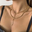 18K Gold-Plated Chain Link Drop Necklace Set Supply