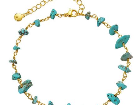 Turquoise & 18K Gold-Plated Anklet Online Sale