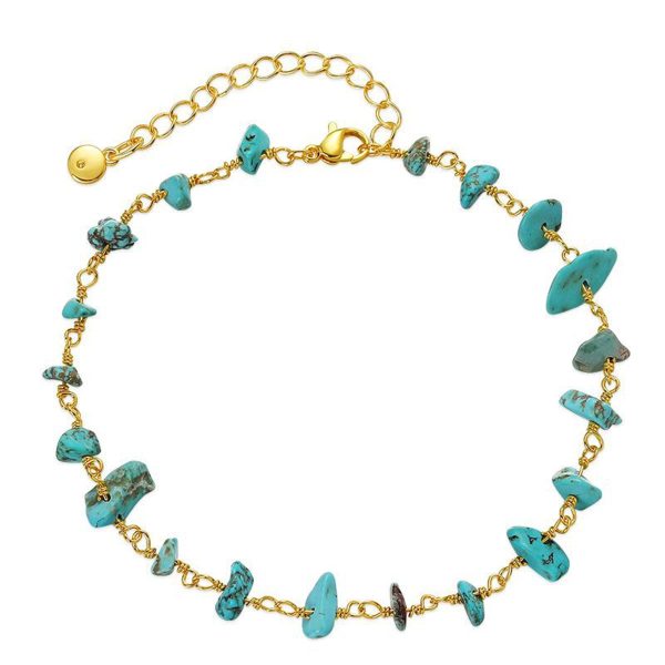 Turquoise & 18K Gold-Plated Anklet Online Sale