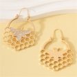 18K Gold-Plated Bee Honeycomb Drop Earrings For Cheap