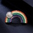 Cubic Zirconia & 18K Gold-Plated Rainbow & Sunflower Brooch Online now