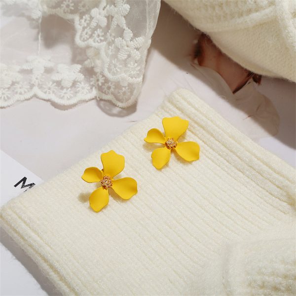 Yellow Enamel & 18K Gold-Plated Four-Petal Flower Stud Earrings Sale