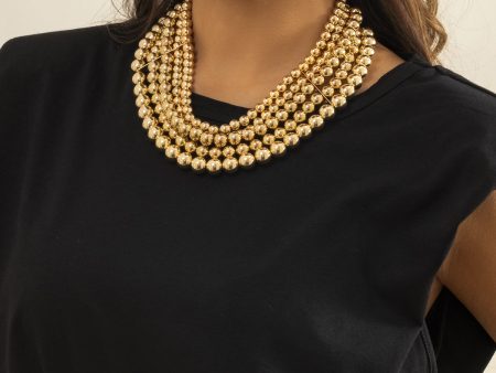 18K Gold-Plated Bead Layered Statement Necklace Online