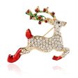 Colored Enamel & Cubic Zirconia 18K Gold-Plated Reindeer Brooch Hot on Sale