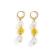 Yellow Howlite & Pearl 18K Gold-Plated Drop Earrings Hot on Sale