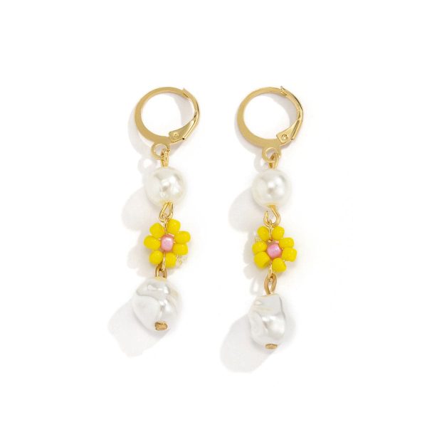 Yellow Howlite & Pearl 18K Gold-Plated Drop Earrings Hot on Sale