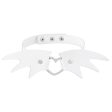 White Polyurethane & Silver-Plated Bat Wing Heart Choker Necklace Cheap