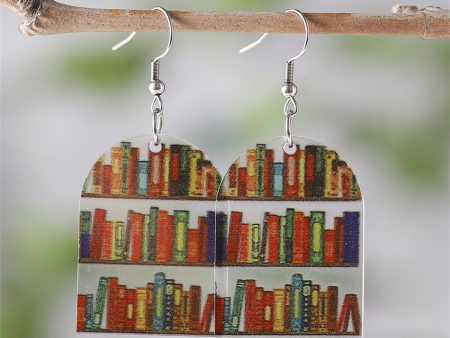 Red & Yellow Bookcase Drop Earrings For Cheap