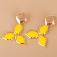 Yellow Enamel & 18K Gold-Plated Flower Drop Earrings Fashion