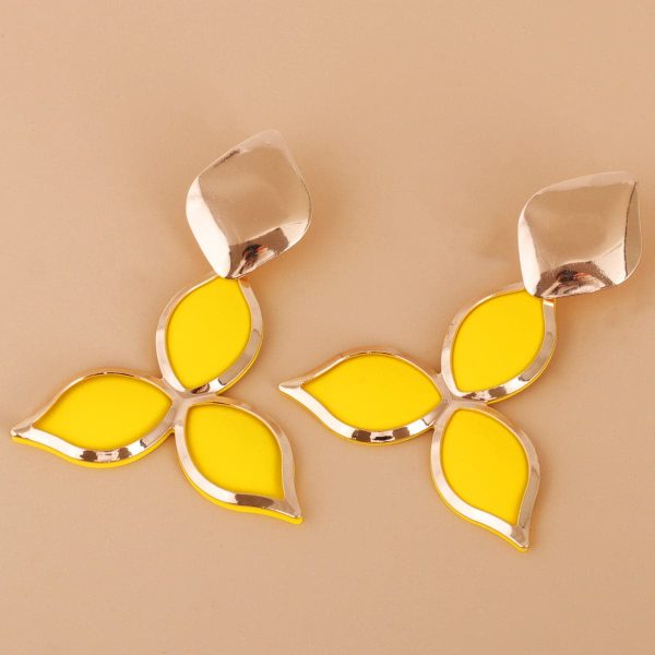 Yellow Enamel & 18K Gold-Plated Flower Drop Earrings Fashion