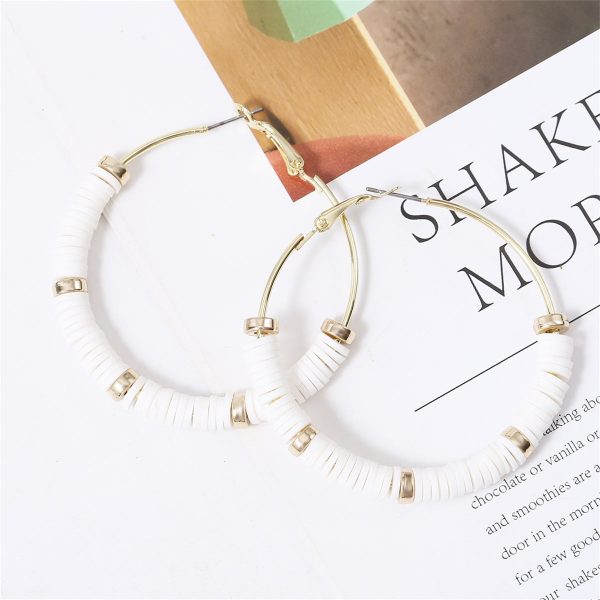 White Polymer Clay & 18K Gold-Plated Hoop Earrings on Sale