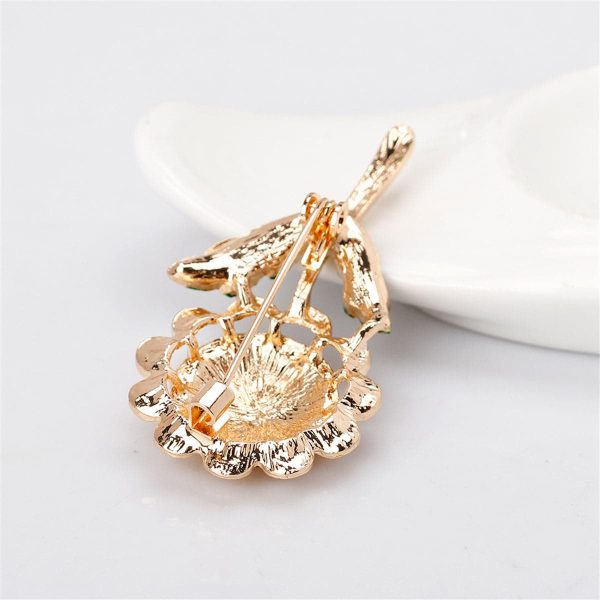 Cubic Zirconia & 18K Gold-Plated Sunflower Brooch Online