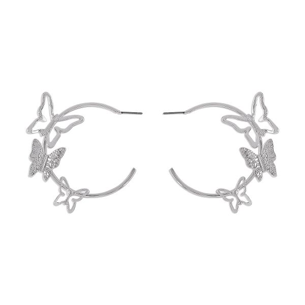 Silver-Plated Butterfly Hoop Earrings Cheap