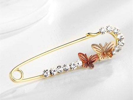 Cubic Zirconia & Enamel 18K Gold-Plated Butterfly Pin Brooch Online Sale