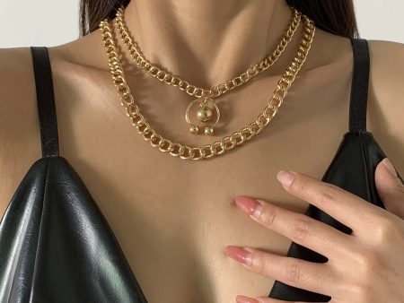 18K Gold-Plated Bead Curb Chain Necklace Set Sale