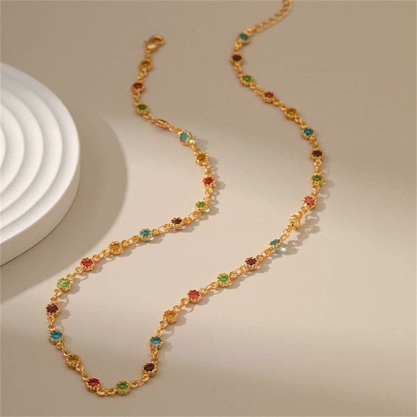 Vibrant Crystal & 18K Gold-Plated Floral Station Necklace For Discount