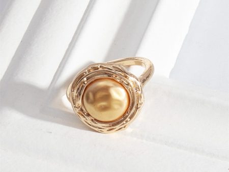 18K Gold-Plated Pearl Round Coil Ring For Cheap