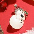 Cubic Zirconia & 18K Gold-Plated Musical Snowman Brooch Cheap