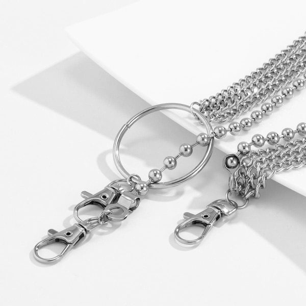 Silver-Plated Bead & Curb Layered Waist Chain For Sale