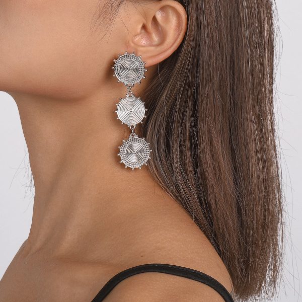 Silver-Plated Vortex Drop Earrings For Discount