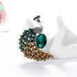 Clear Cubic Zirconia & Silver-Plated Peacock Brooch Fashion