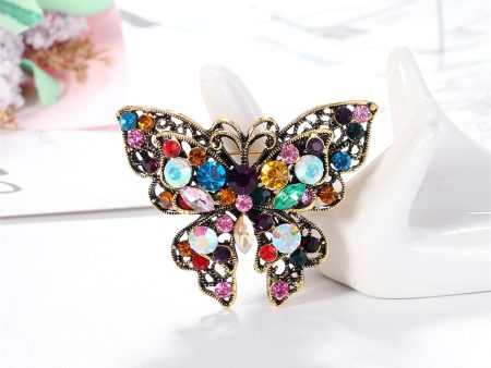 Blue Multicolor Crystal & Cubic Zirconia Butterfly Brooch Cheap