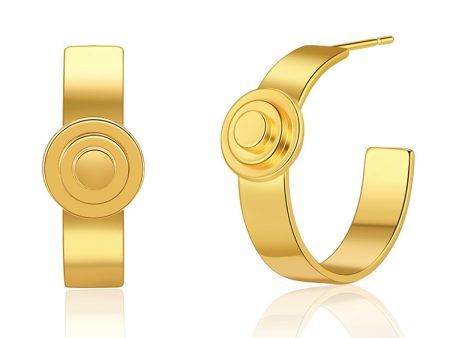 18K Gold-Plated Button Huggie Earrings Online now