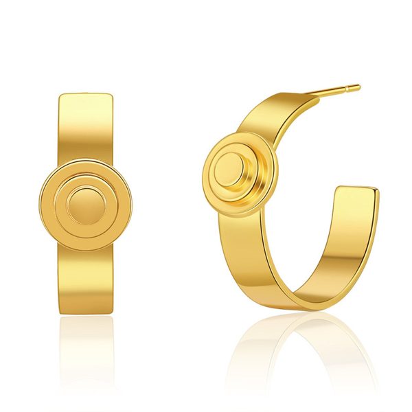 18K Gold-Plated Button Huggie Earrings Online now