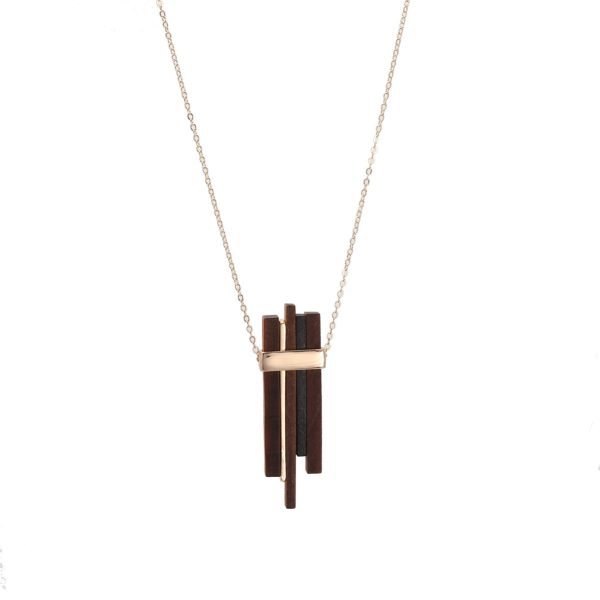 Wood & 18K Gold-Plated Pendant Necklace Supply