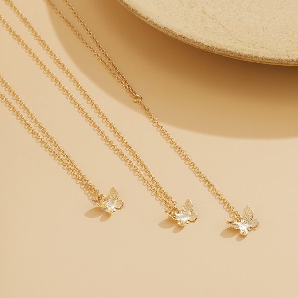 18K Gold-Plated Butterfly Drop Necklace Set Fashion