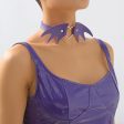 Purple Polystyrene & Silver-Plated Bat Wing Heart Choker Necklace For Discount