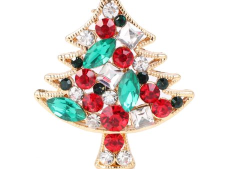 Colored Cubic Zirconia & Crystal Christmas Tree Brooch Online Sale