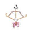 Clear Crystal & Cubic Zirconia Pearl 18k Gold-Plated Bow Arrow Brooch Discount