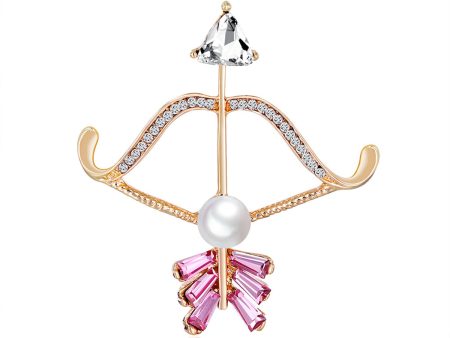 Clear Crystal & Cubic Zirconia Pearl 18k Gold-Plated Bow Arrow Brooch Discount