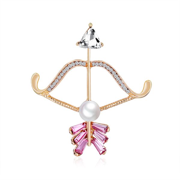 Clear Crystal & Cubic Zirconia Pearl 18k Gold-Plated Bow Arrow Brooch Discount