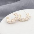 White Acrylic & 18K Gold-Plated Flower Cluster Huggie Earrings For Discount